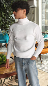 mens white mock neck